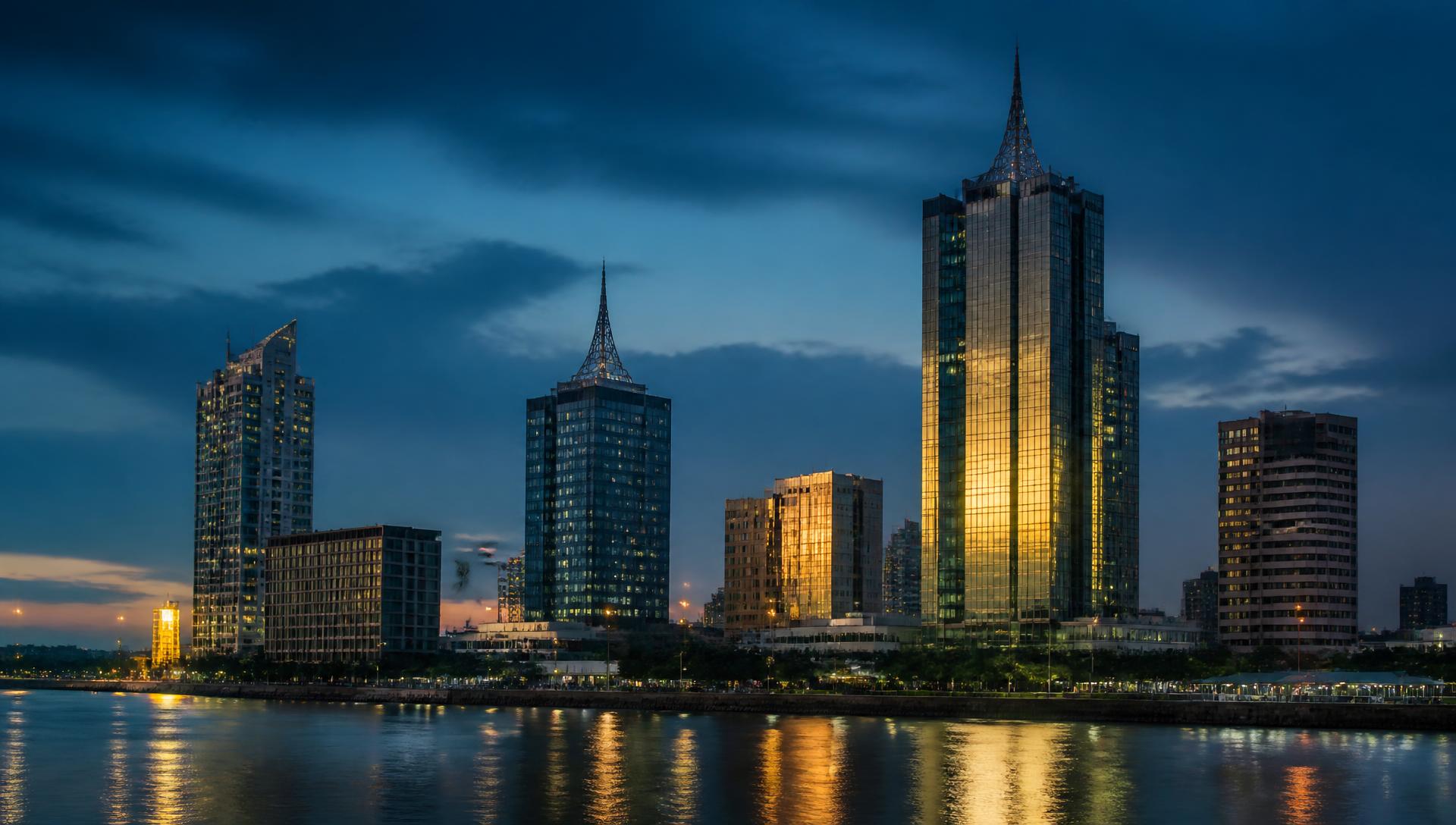 Lagos city skyline at dusk